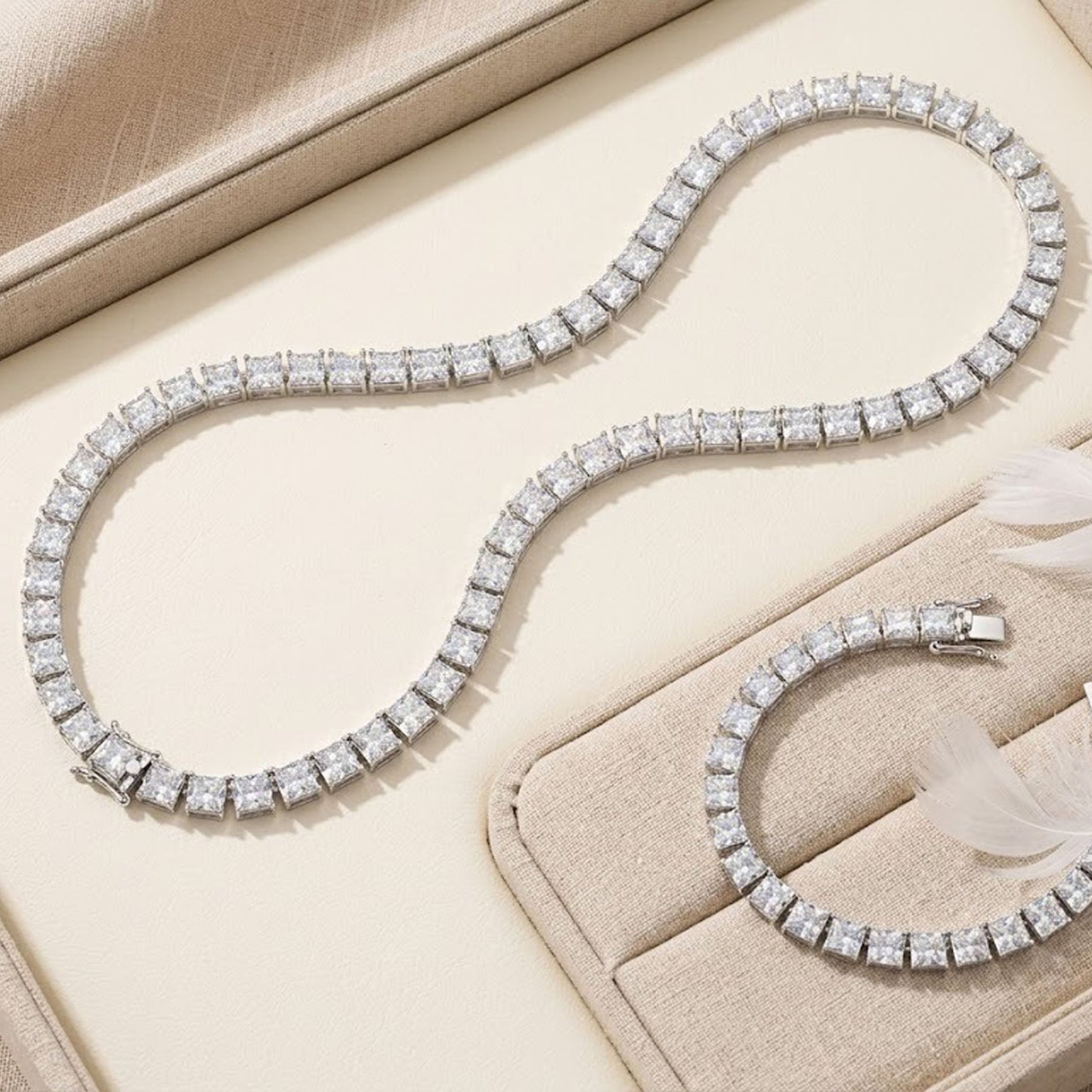 Moissanite Square Tennis Bracelet – Elegant Gemstone Jewelry for Women