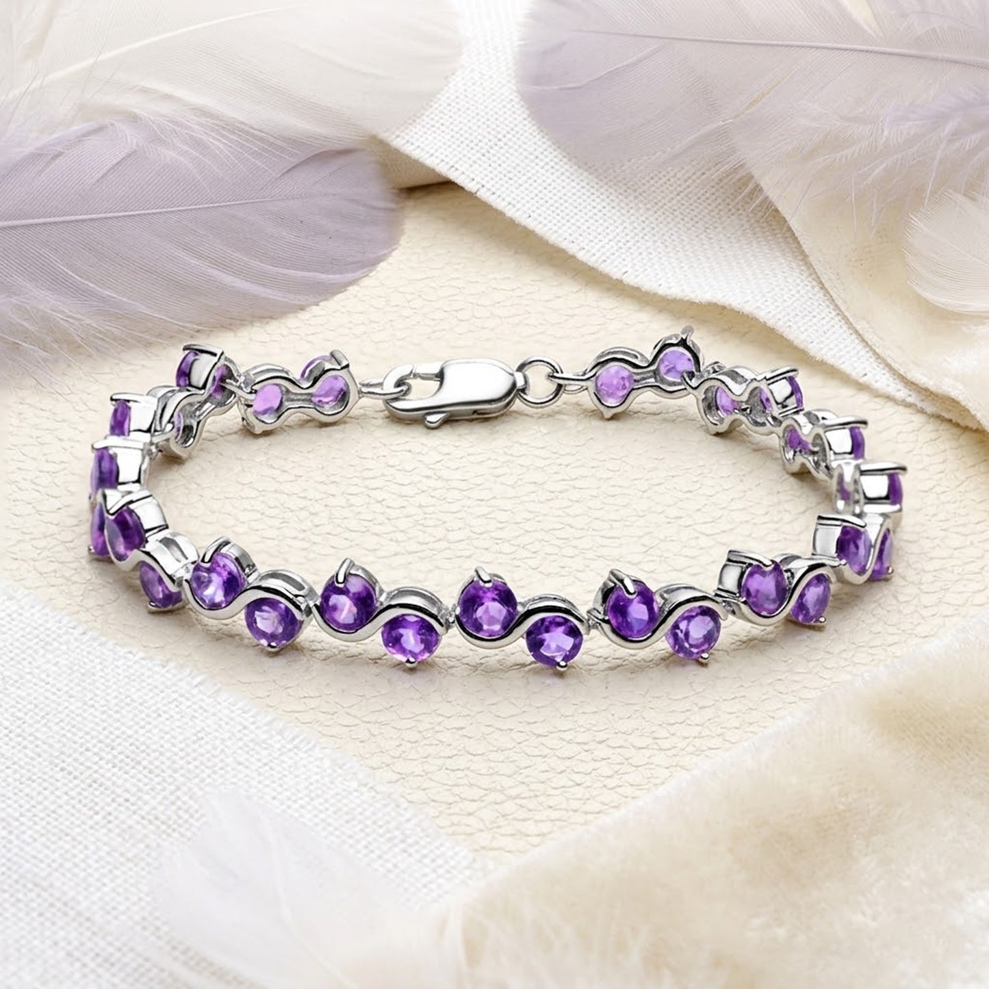 Natural Amethyst Infinity Tennis Bracelet – Elegant Gemstone Jewelry for Women