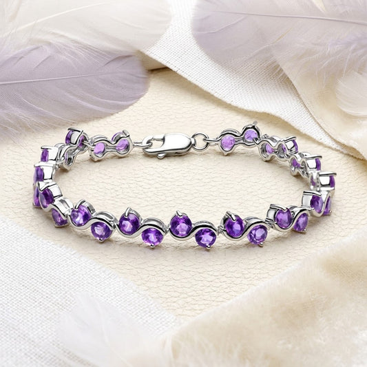 Natural Amethyst Infinity Tennis Bracelet – Elegant Gemstone Jewelry for Women