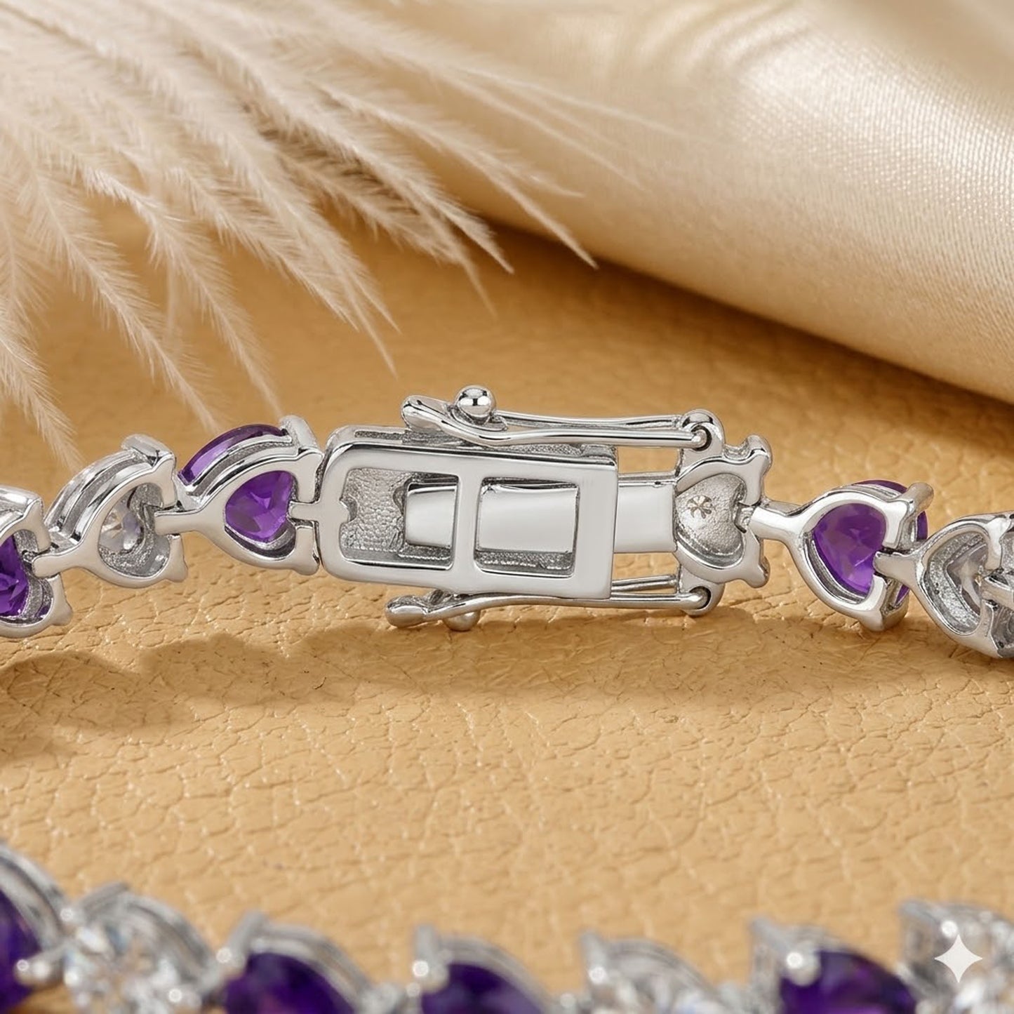 Natural Amethyst & Moissanite Heart Tennis Bracelet – Romantic Gemstone Jewelry for Women