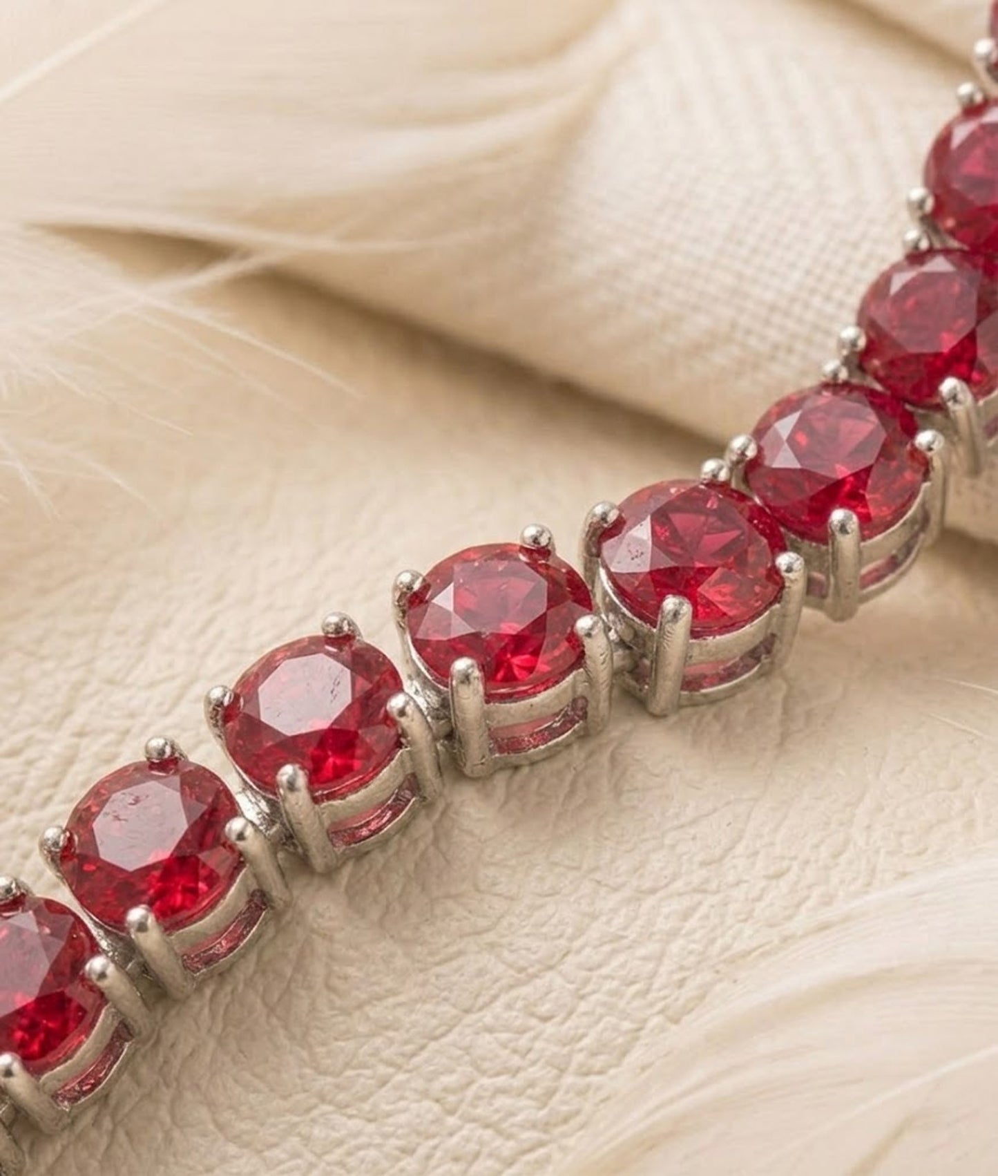 Natural Ruby Tennis Choker Necklace – Elegant Red Gemstone Jewelry for Women