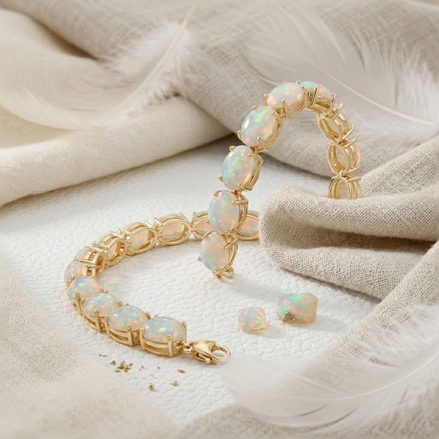 Natural Ethiopian Opal Tennis Bracelet – Iridescent Gemstone Jewelry for Women