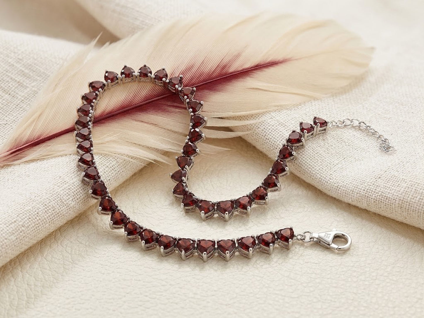 Natural Red Garnet Heart Tennis Bracelet – Romantic Gemstone Jewelry for Women