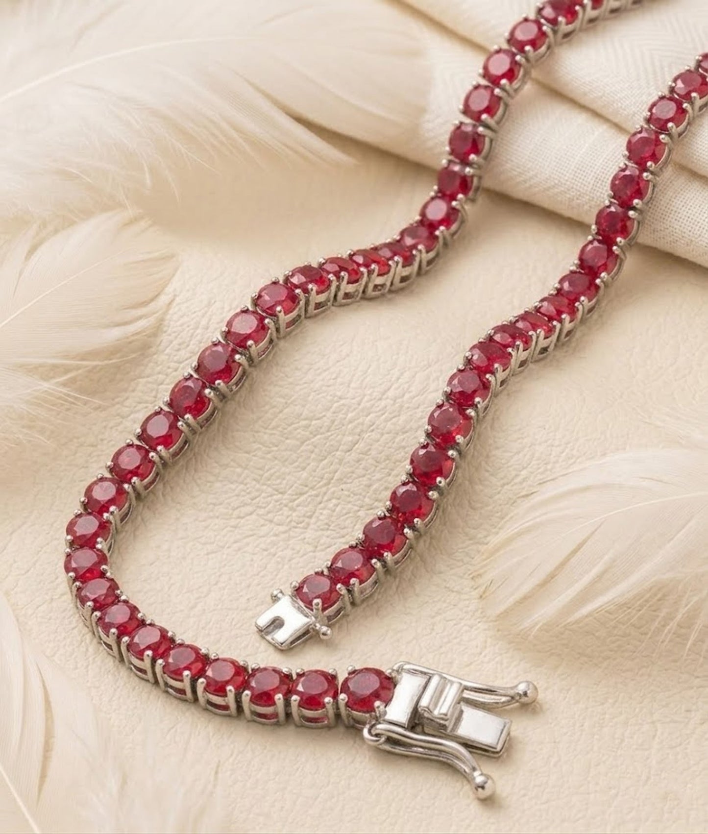 Natural Ruby Tennis Choker Necklace – Elegant Red Gemstone Jewelry for Women