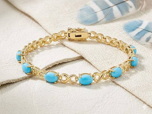 Natural Turquoise Infinity Tennis Bracelet – Genuine Gemstone Jewelry for Women