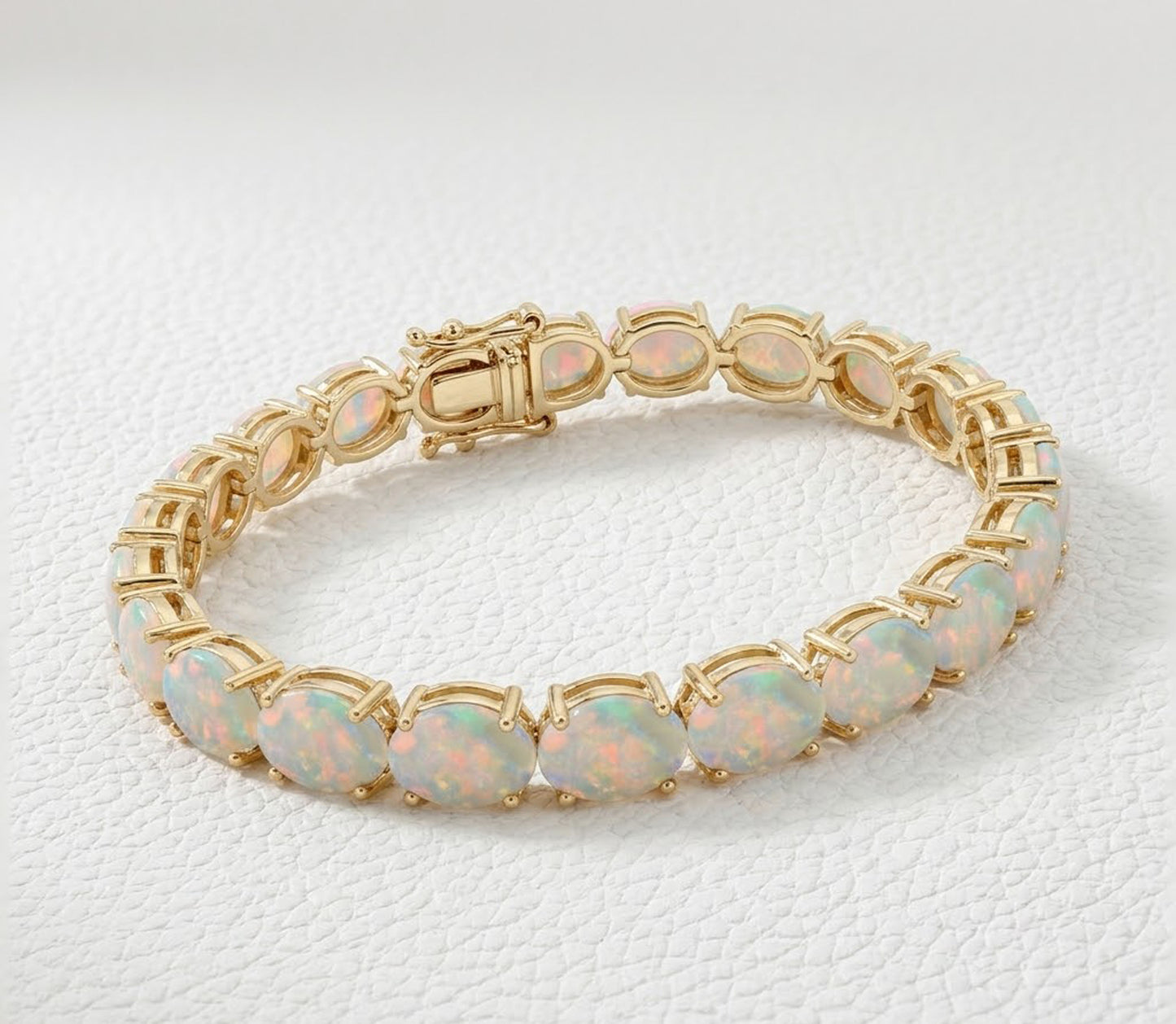 Natural Ethiopian Opal Tennis Bracelet – Iridescent Gemstone Jewelry for Women