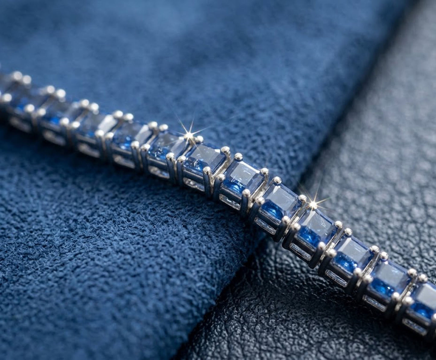 Natural Blue Sapphire Tennis Necklace – Princess Cut Gemstone Jewelry for Women