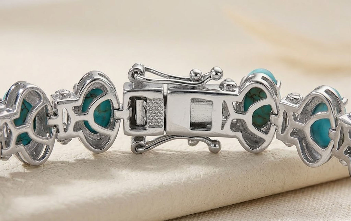 Natural Turquoise & Moissanite Tennis Bracelet – Vintage Gemstone Bracelet for Women