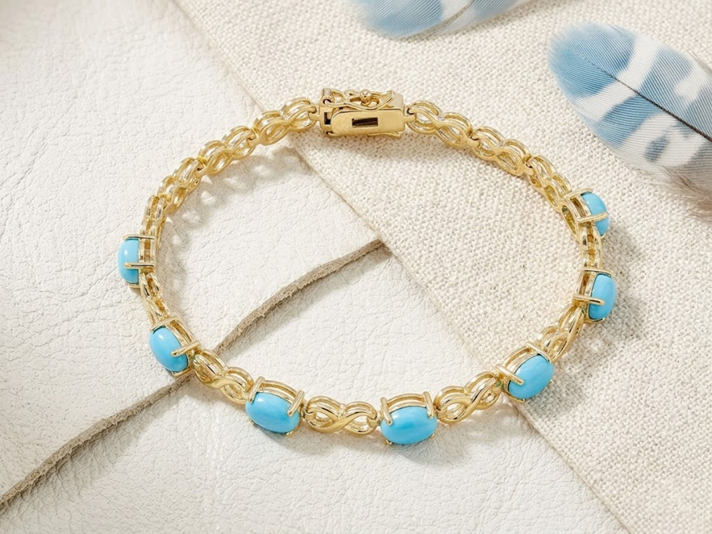 Natural Turquoise Infinity Tennis Bracelet – Genuine Gemstone Jewelry for Women