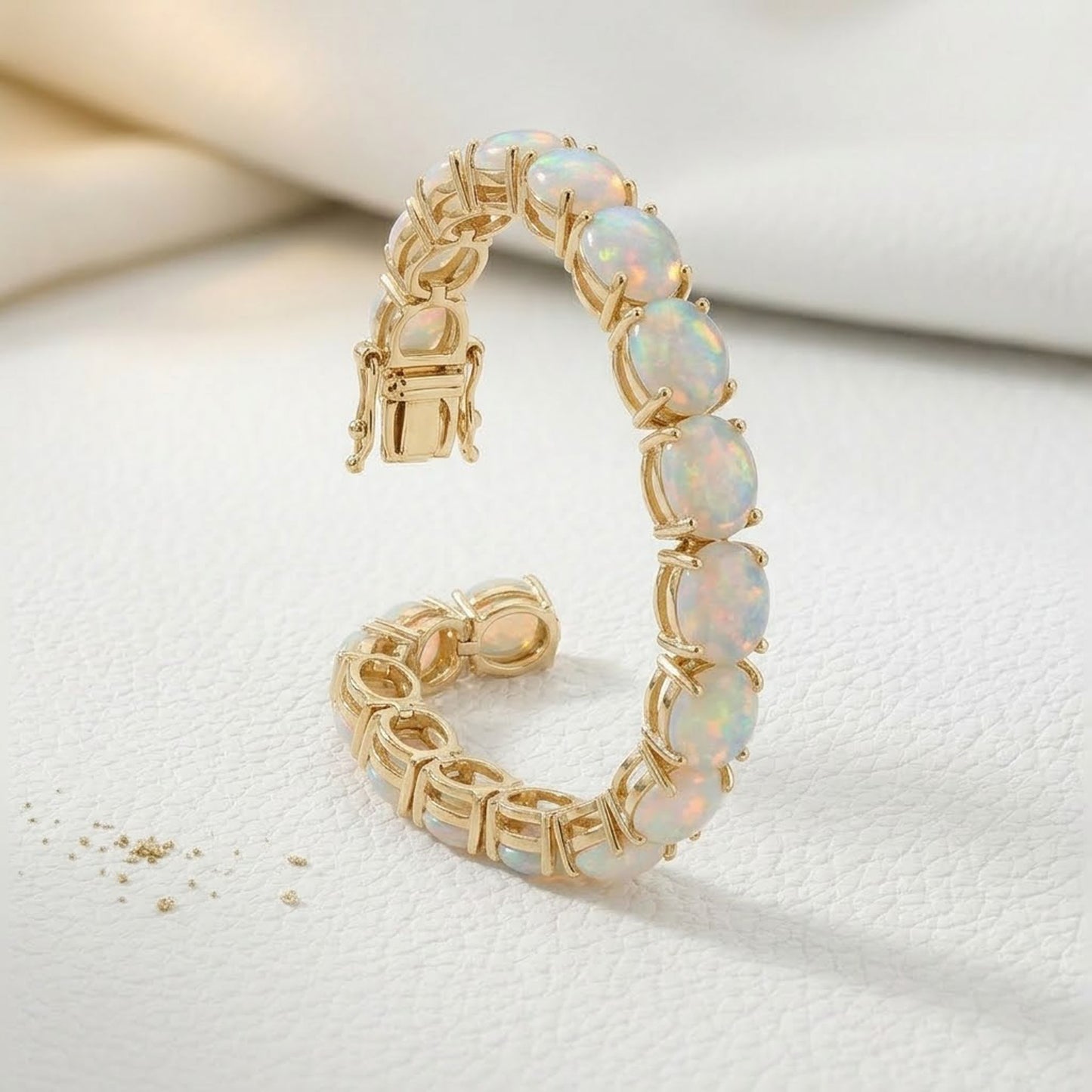 Natural Ethiopian Opal Tennis Bracelet – Iridescent Gemstone Jewelry for Women