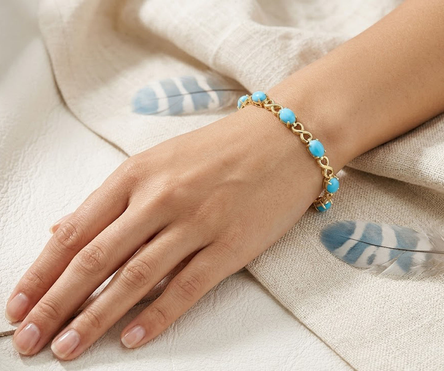 Natural Turquoise Infinity Tennis Bracelet – Genuine Gemstone Jewelry for Women