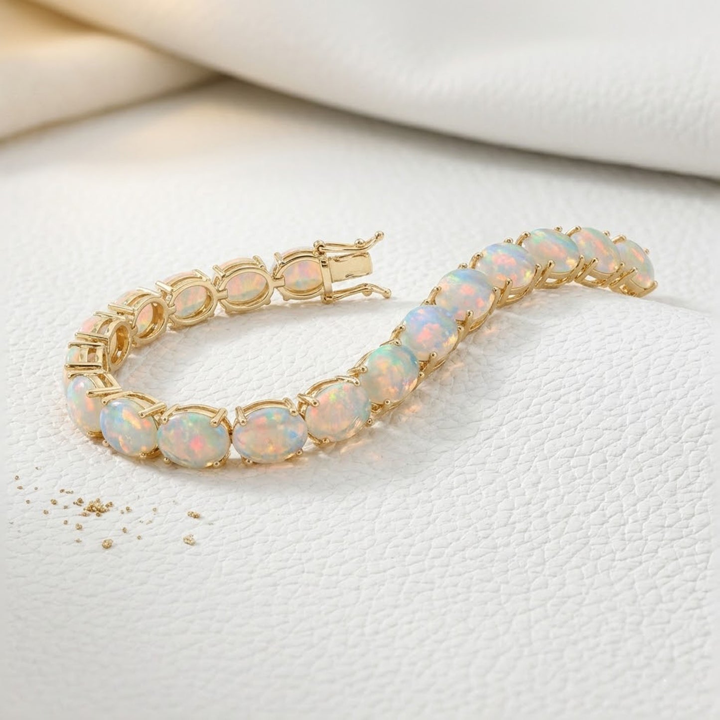 Natural Ethiopian Opal Tennis Bracelet – Iridescent Gemstone Jewelry for Women