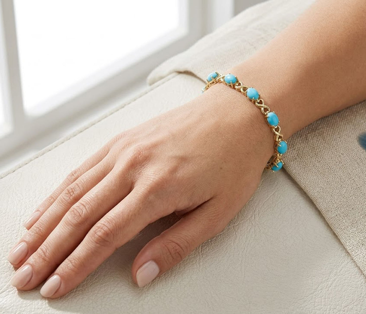Natural Turquoise Infinity Tennis Bracelet – Genuine Gemstone Jewelry for Women