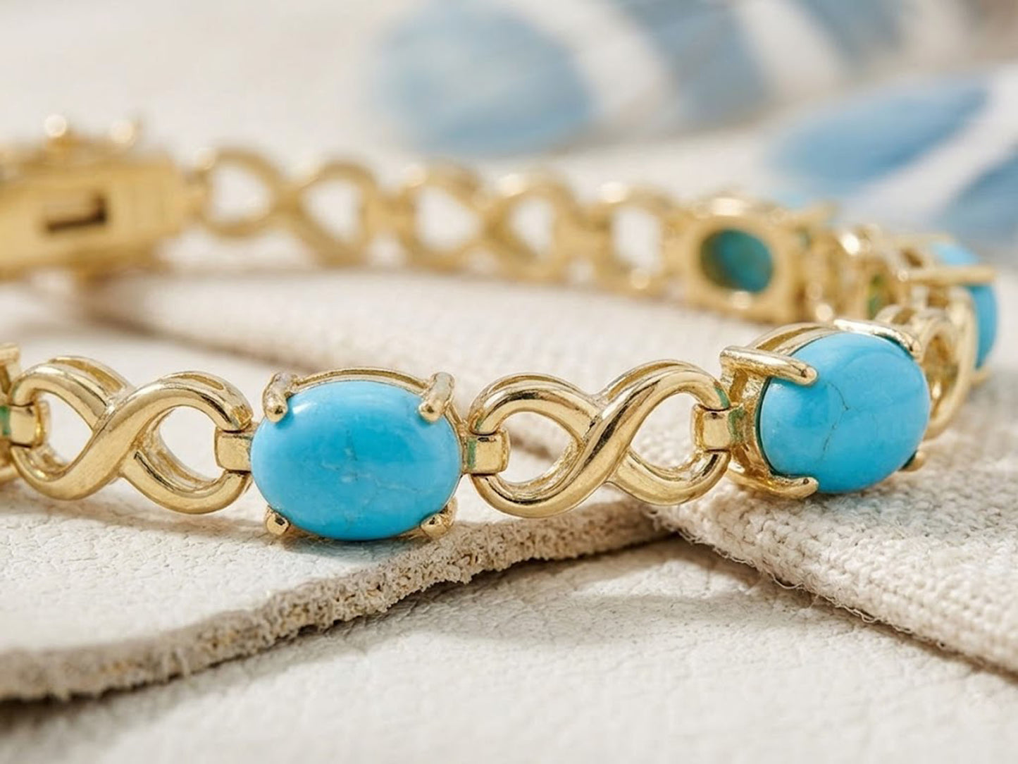 Natural Turquoise Infinity Tennis Bracelet – Genuine Gemstone Jewelry for Women