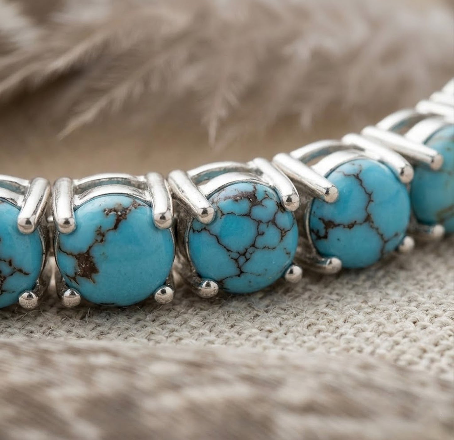 Natural Turquoise Tennis Bracelet – Genuine Gemstone Jewelry for Women