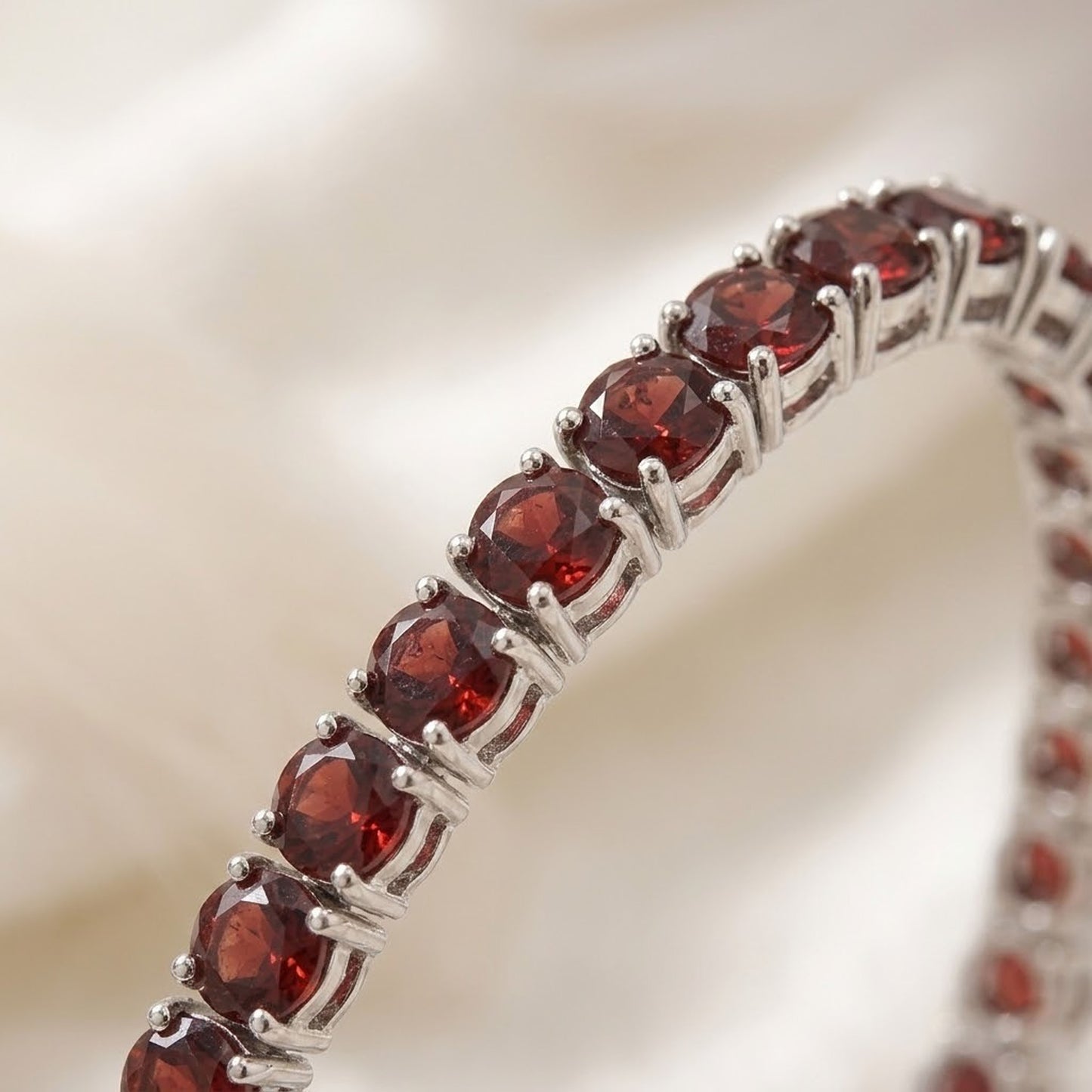 Natural Red Garnet Tennis Bracelet – Handmade Round Cut Gemstone Jewelry for Women