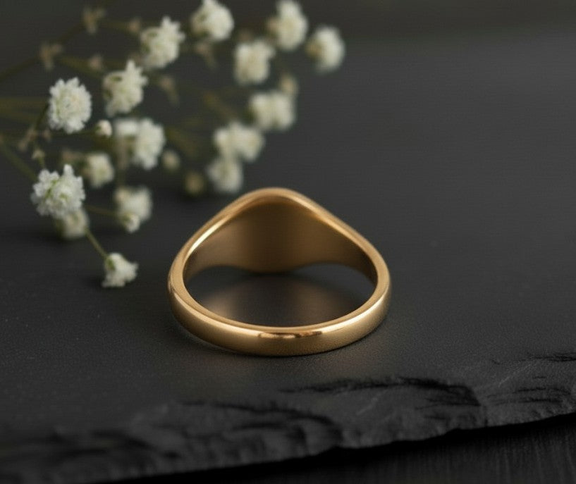 Balance Ring: Sterling Silver Signet with Black & White Enamel Yin-Yang