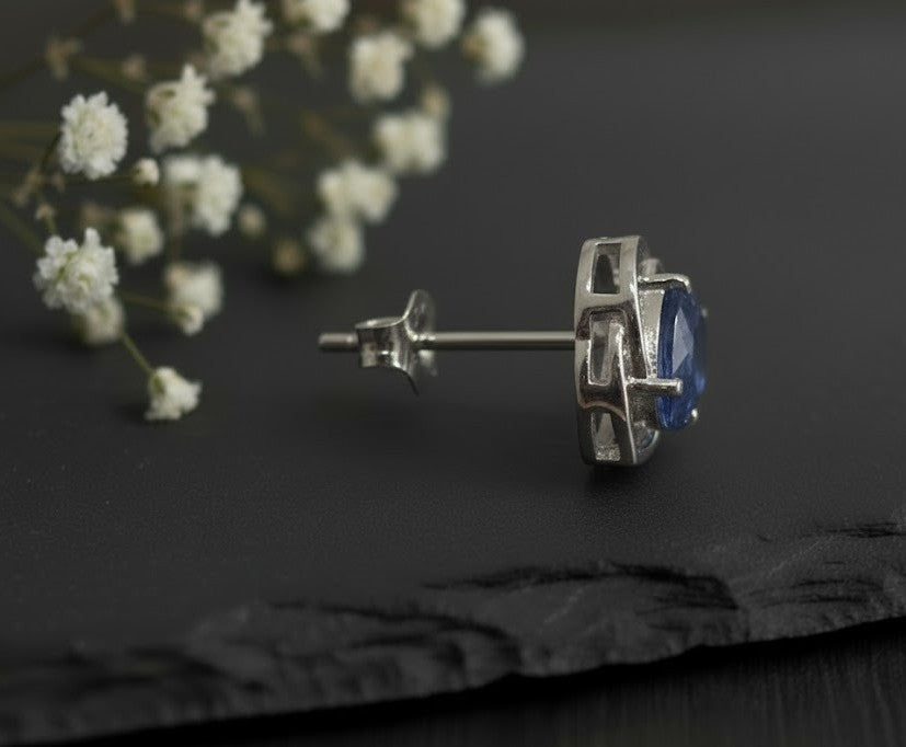 Twilight Dream Set: Natural Pear Tanzanite Pendant and Stud Earrings in Sterling Silver