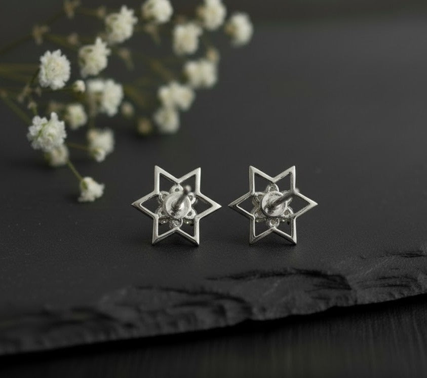 Star of Brilliance Set: Natural Moissanite Star Pendant & Stud Earrings