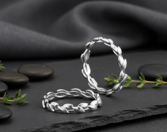 Eternal Growth Band: Sterling Silver Leaf Eternity Ring (Nature Inspired)