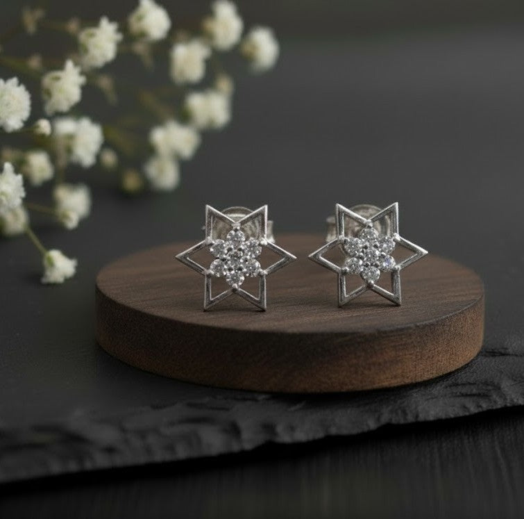 Star of Brilliance Set: Natural Moissanite Star Pendant & Stud Earrings