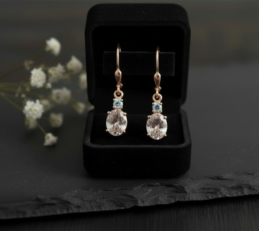 Blush & Brilliance Drops: Natural Morganite & Moissanite Dangle Earrings in Sterling Silver