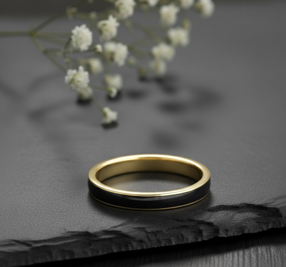 Personalized Name Band: Engraved Name in Black Enamel on Sterling Silver