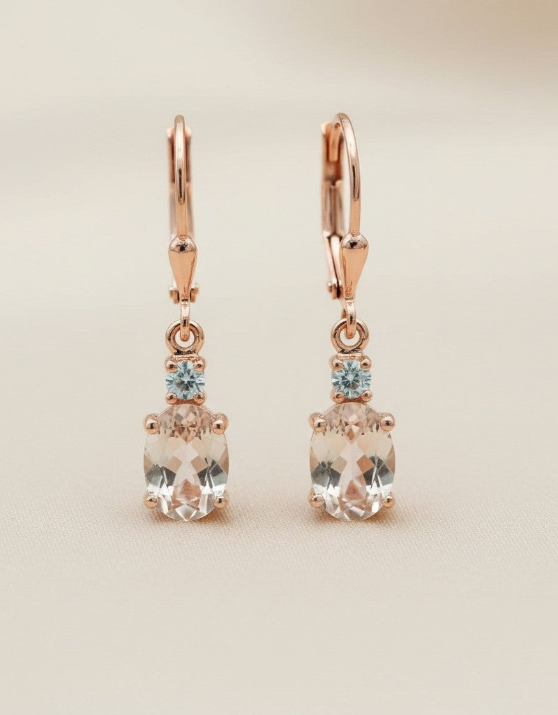 Blush & Brilliance Drops: Natural Morganite & Moissanite Dangle Earrings in Sterling Silver