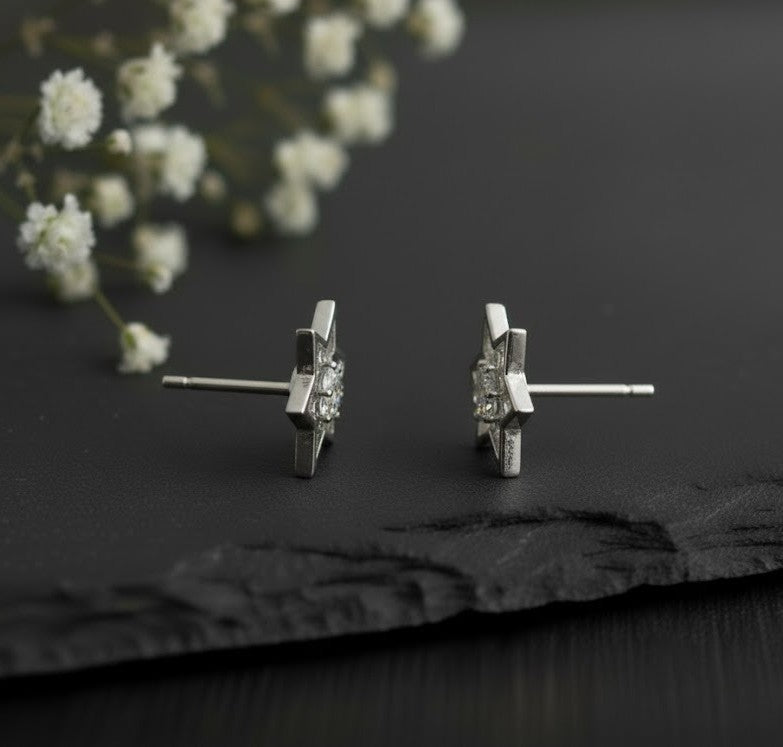 Star of Brilliance Set: Natural Moissanite Star Pendant & Stud Earrings