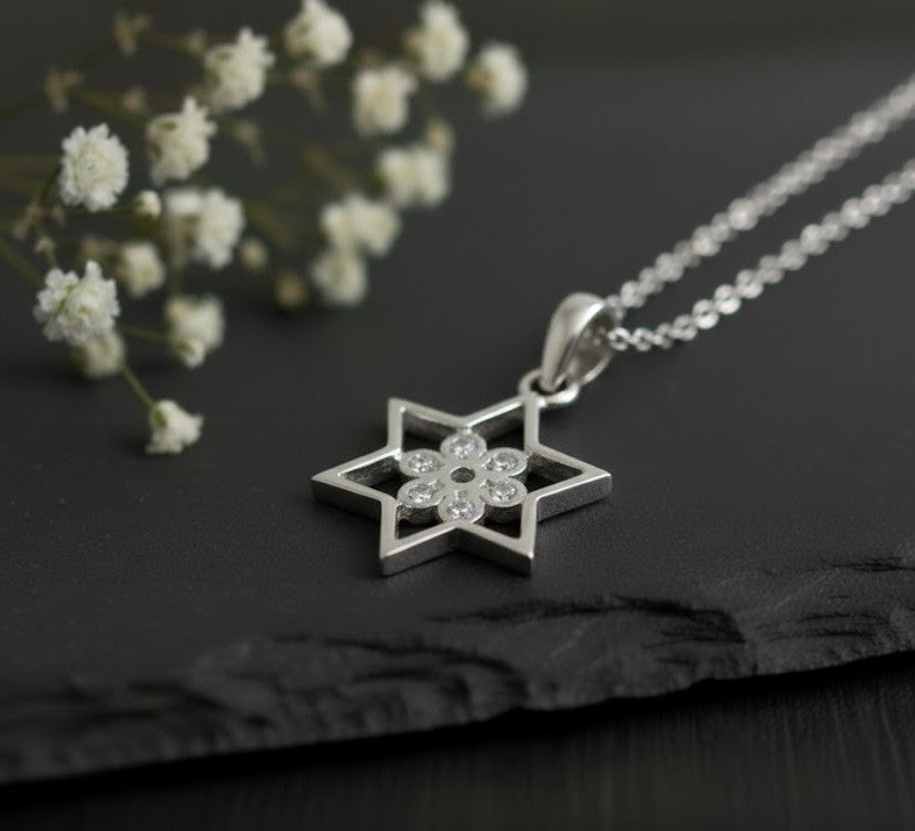 Star of Brilliance Set: Natural Moissanite Star Pendant & Stud Earrings