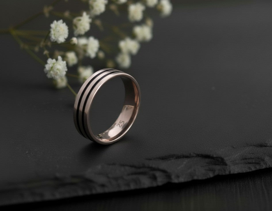Modern Tri-Band Ring: Minimalist Triple Line Eternity Band in Sterling Silver