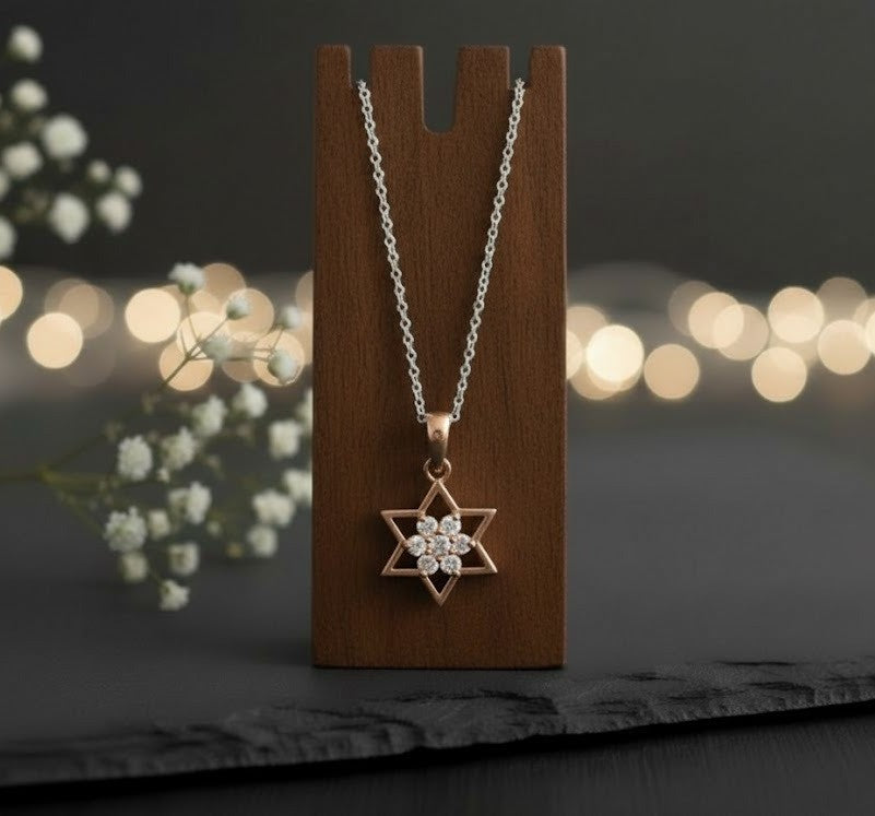 Star of Brilliance Set: Natural Moissanite Star Pendant & Stud Earrings