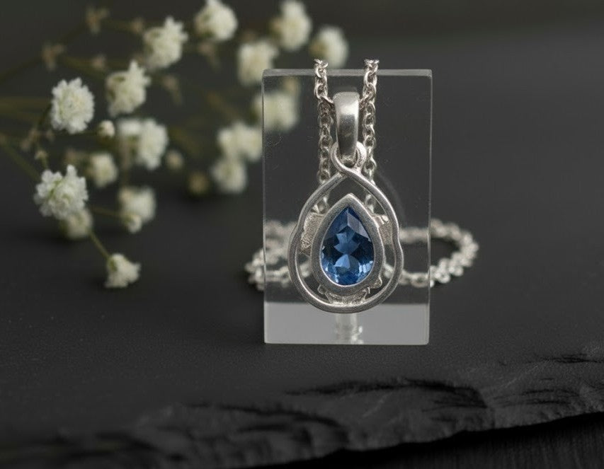 Twilight Dream Set: Natural Pear Tanzanite Pendant and Stud Earrings in Sterling Silver