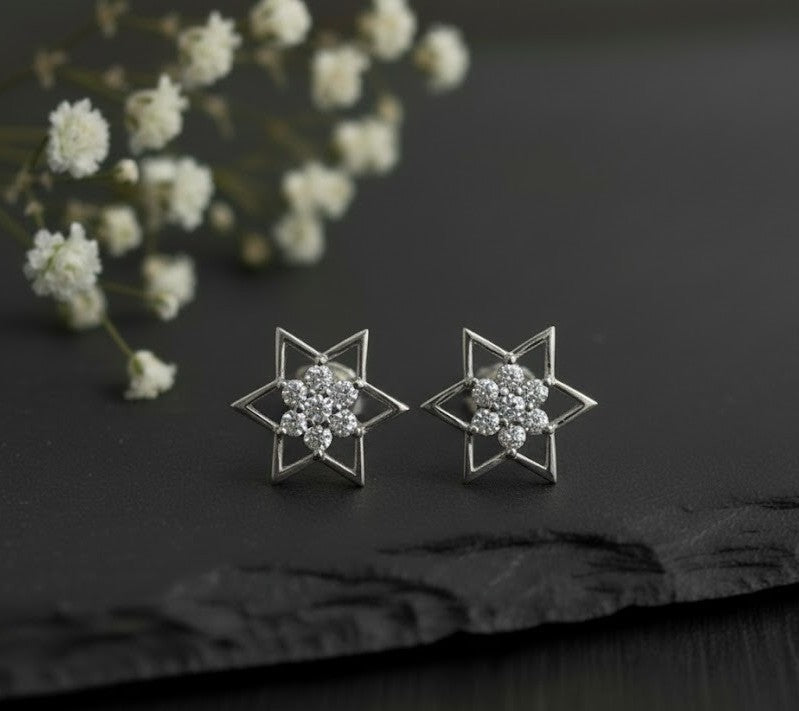 Star of Brilliance Set: Natural Moissanite Star Pendant & Stud Earrings