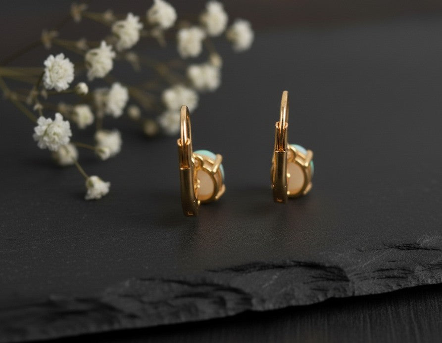 Ethereal Glow Drops: Natural Opal Dangle Earrings in Sterling Silver