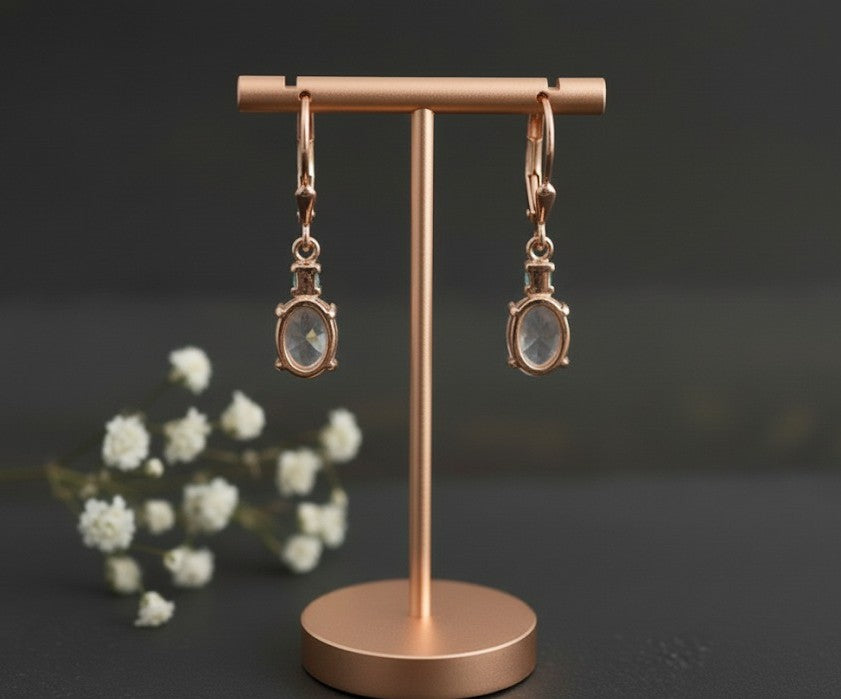 Blush & Brilliance Drops: Natural Morganite & Moissanite Dangle Earrings in Sterling Silver