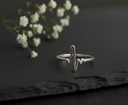 Pulse of Life Ring: Sterling Silver Heartbeat (ECG) Wave Band