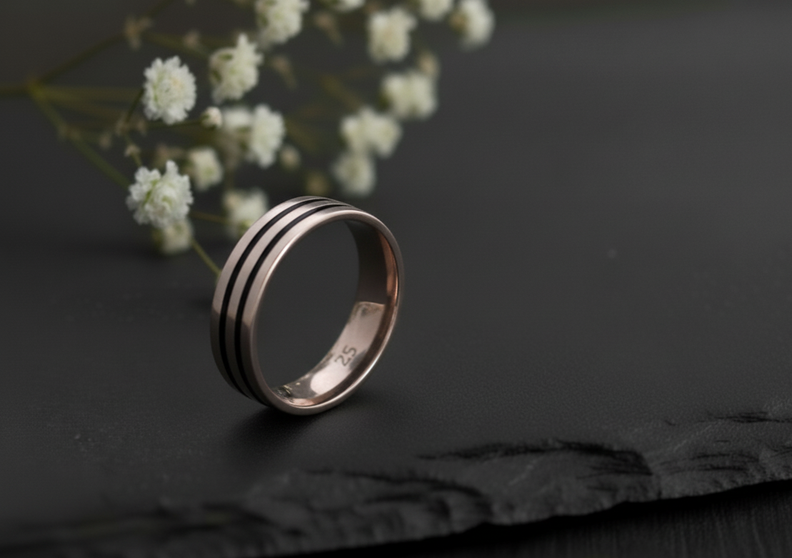 Modern Tri-Band Ring: Minimalist Triple Line Eternity Band in Sterling Silver