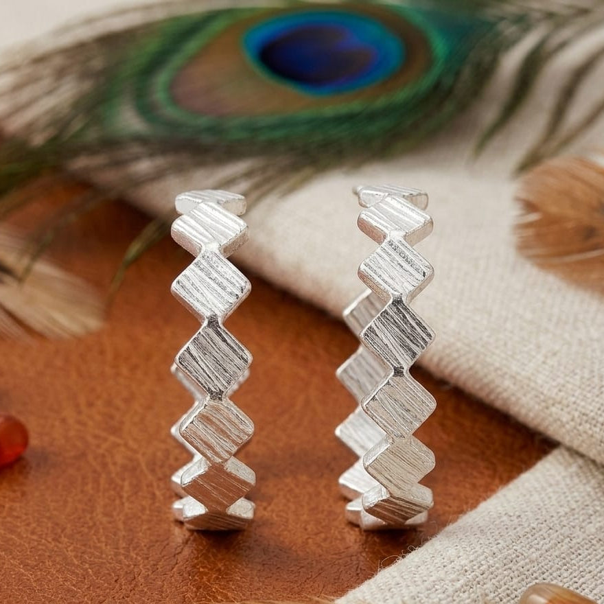 Geometric Hoop Earrings – Brushed Satin Minimalist Hoops for Women