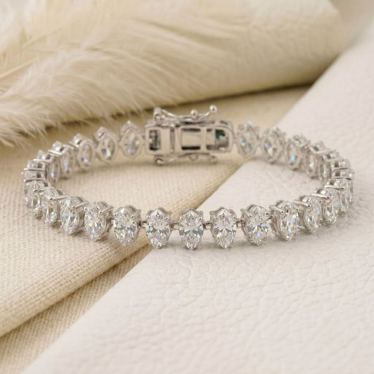 Natural Moissanite Tennis Bracelet Marquise Cut 925 Sterling Silver For Women Gift