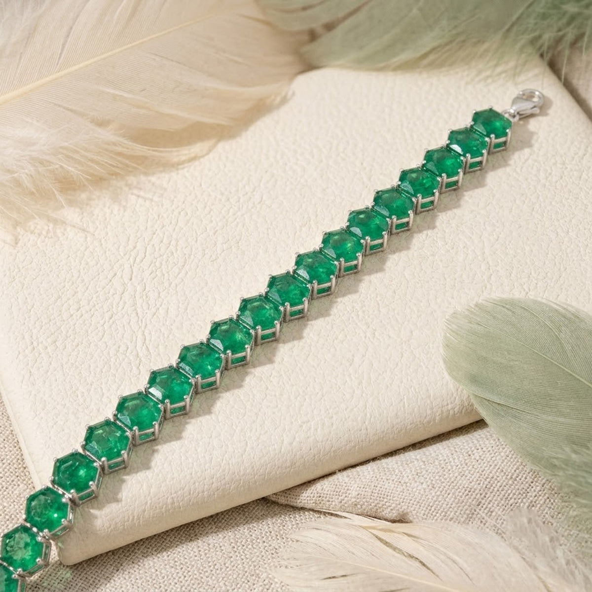 Lab-Grown Emerald Tennis Bracelet in 925 Sterling Silver For Women gift
