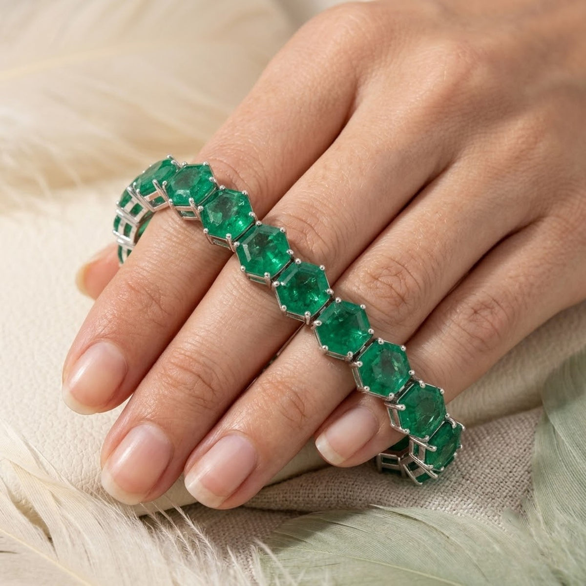 Lab-Grown Emerald Tennis Bracelet in 925 Sterling Silver For Women gift