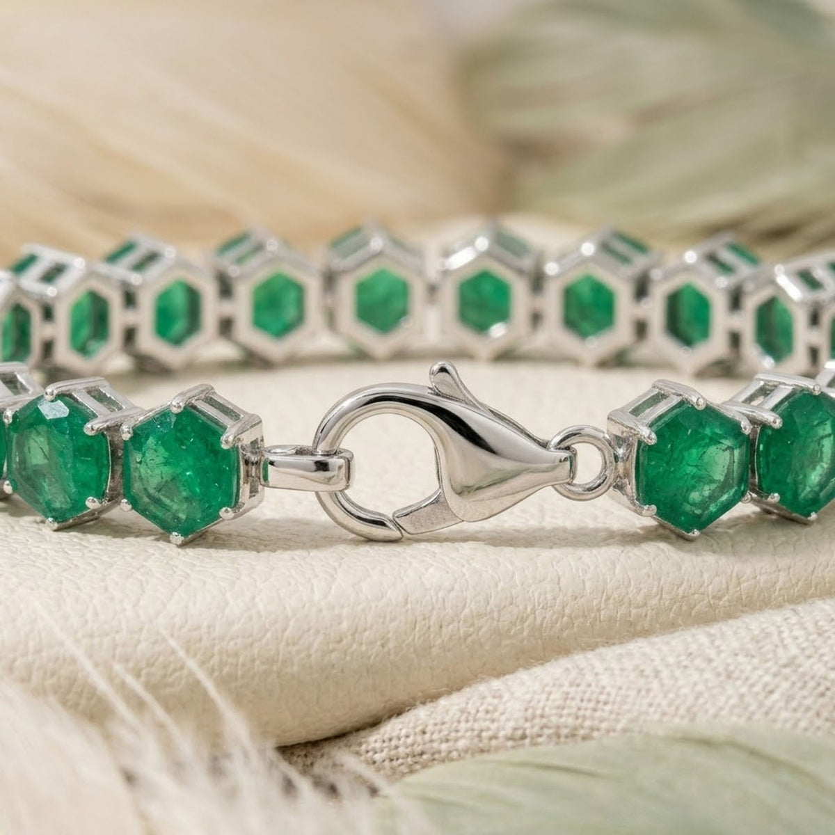 Lab-Grown Emerald Tennis Bracelet in 925 Sterling Silver For Women gift