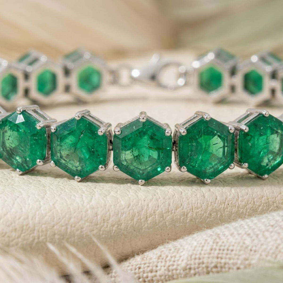 Lab-Grown Emerald Tennis Bracelet in 925 Sterling Silver For Women gift