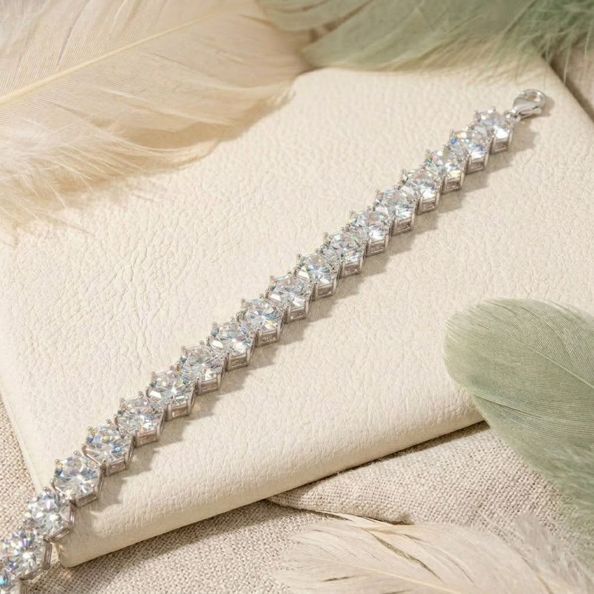Natural Moissanite Hexagon Cut Tennis Bracelet In Sterling Silver For Women Gift