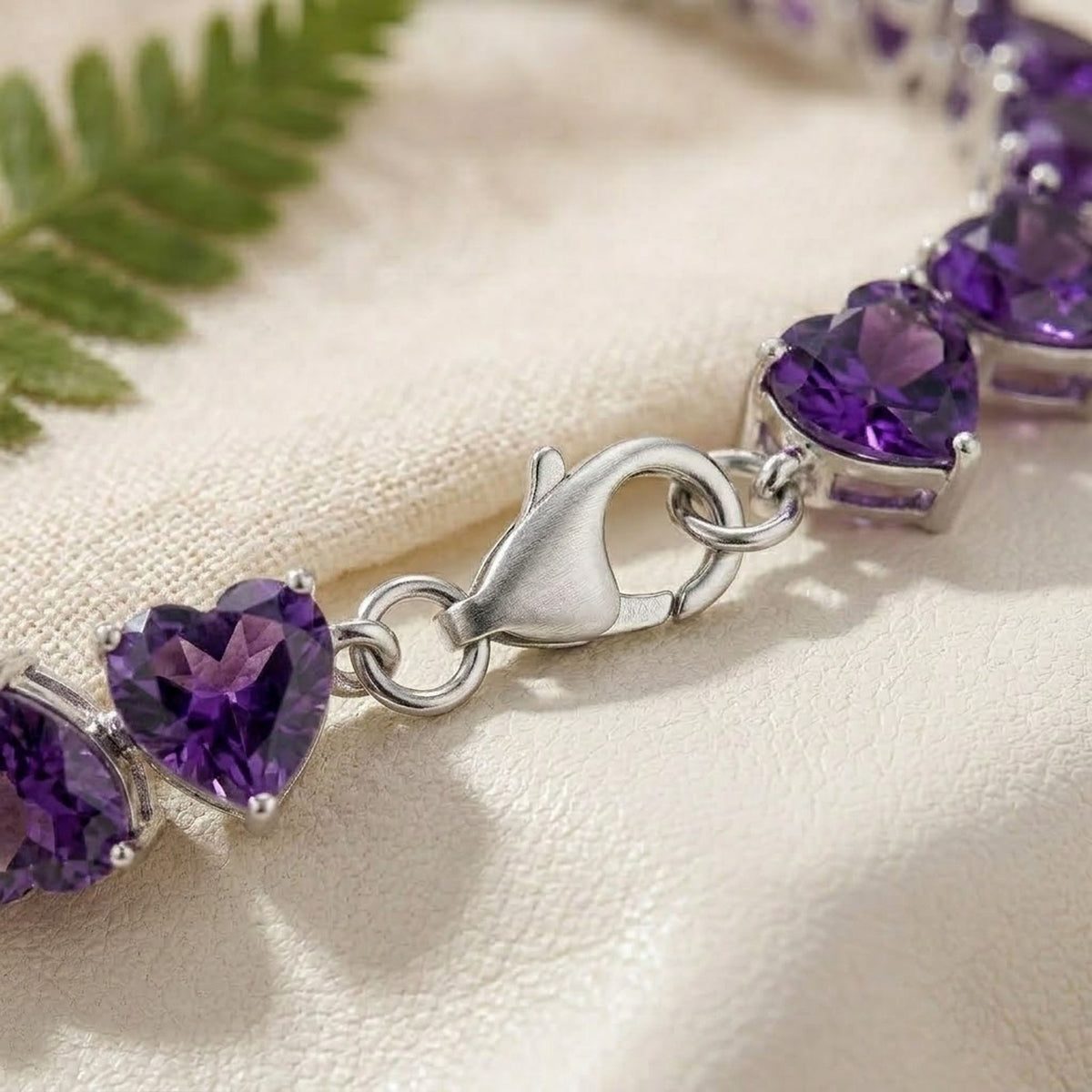 Natural Amethyst Heart Cut Tennis Bracelet in 925 Sterling Silver For Women Gift