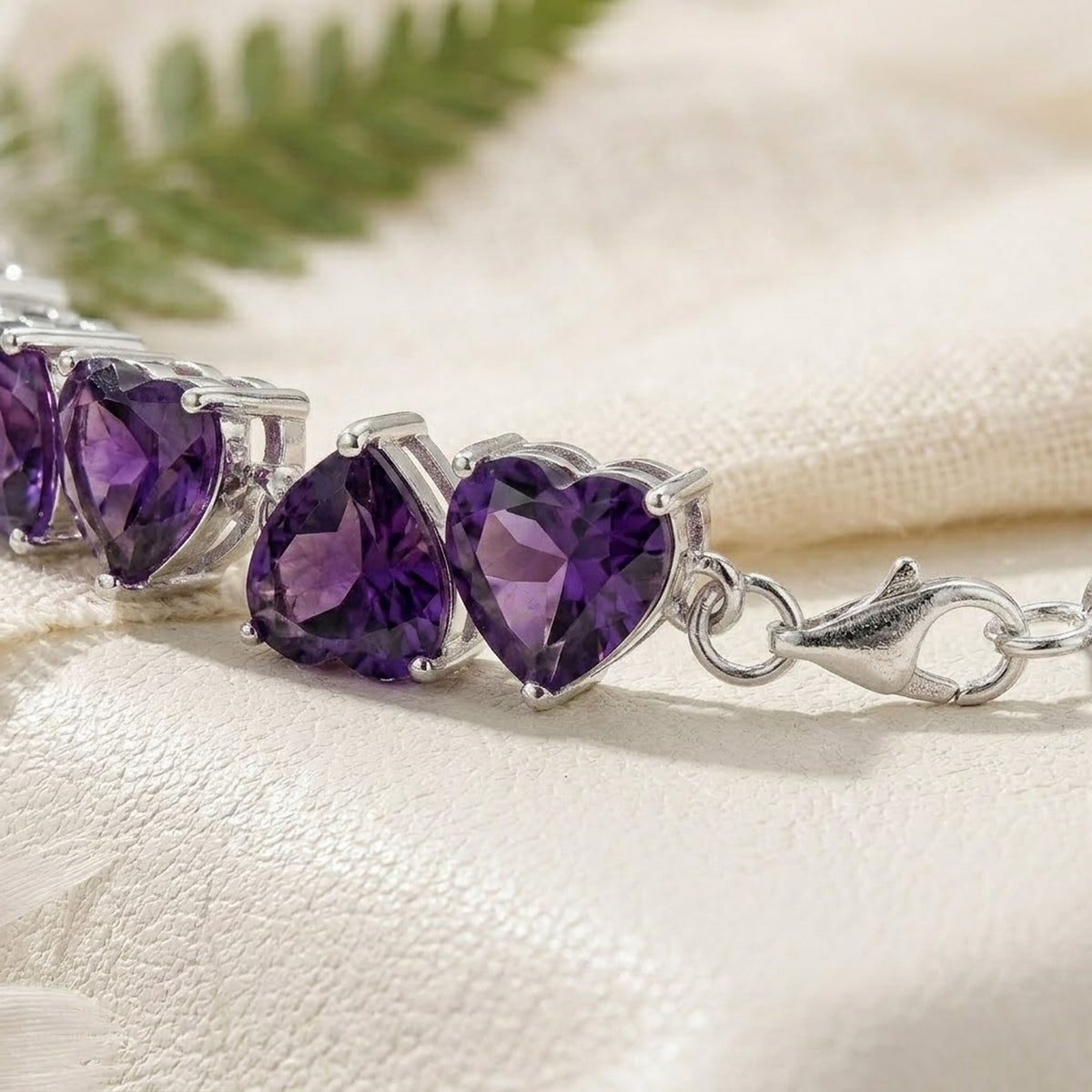 Natural Amethyst Heart Cut Tennis Bracelet in 925 Sterling Silver For Women Gift