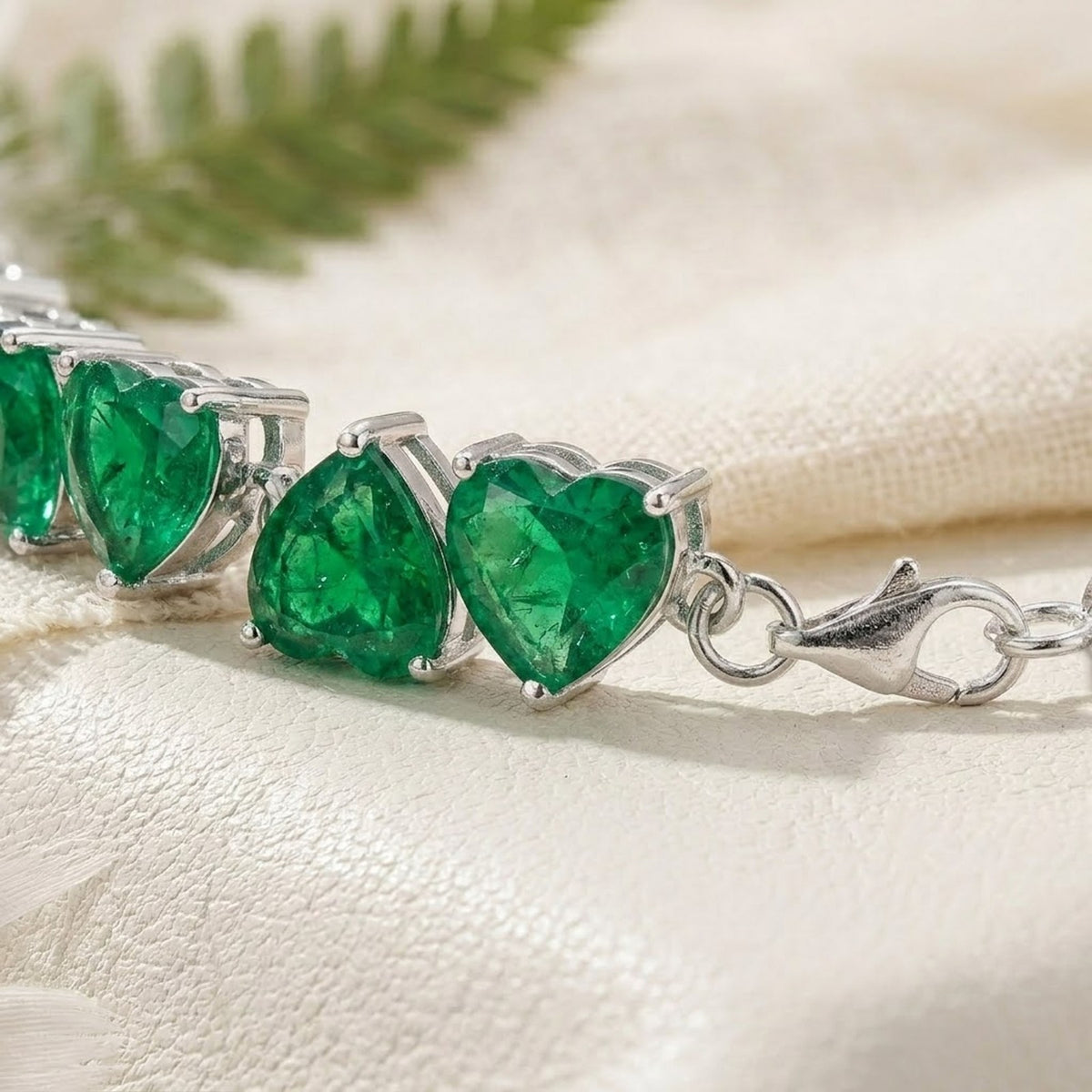 Lab-Grown Emerald Heart Cut Tennis Bracelet in 925 Sterling Silver For Women Gift