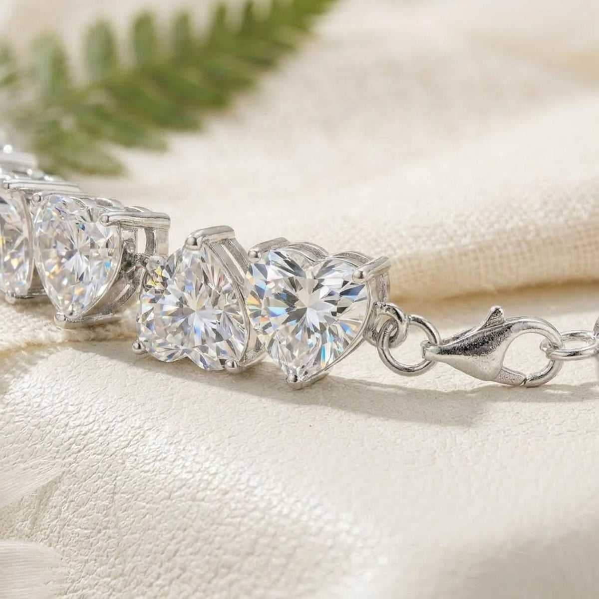 Natural Moissanite Heart Cut Tennis Bracelet In 925 Sterling Silver Women Gift