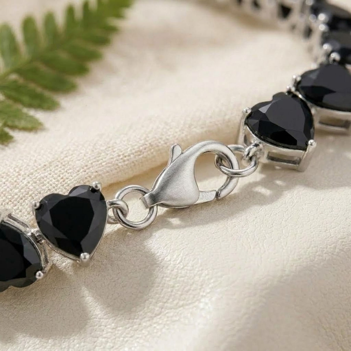 Natural Black Spinel Heart Cut Tennis Bracelet in 925 Sterling Silver For Women Gift